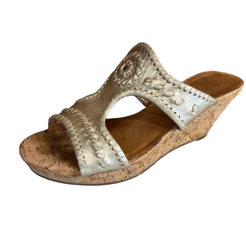 Jack Rodger’s Cork Gold Wedges Size 9